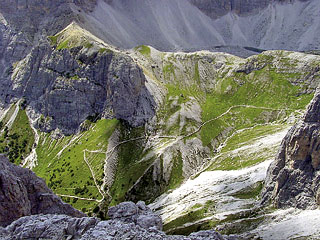 l’Alta Val Giralba dalla Cengia Gabriella