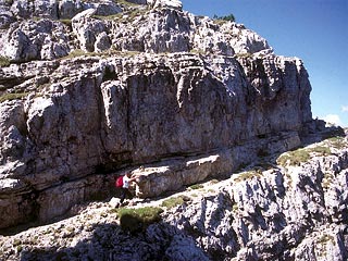 Panoramica cengia aerea sul sent. alp. attr. Osvaldo Zandonella